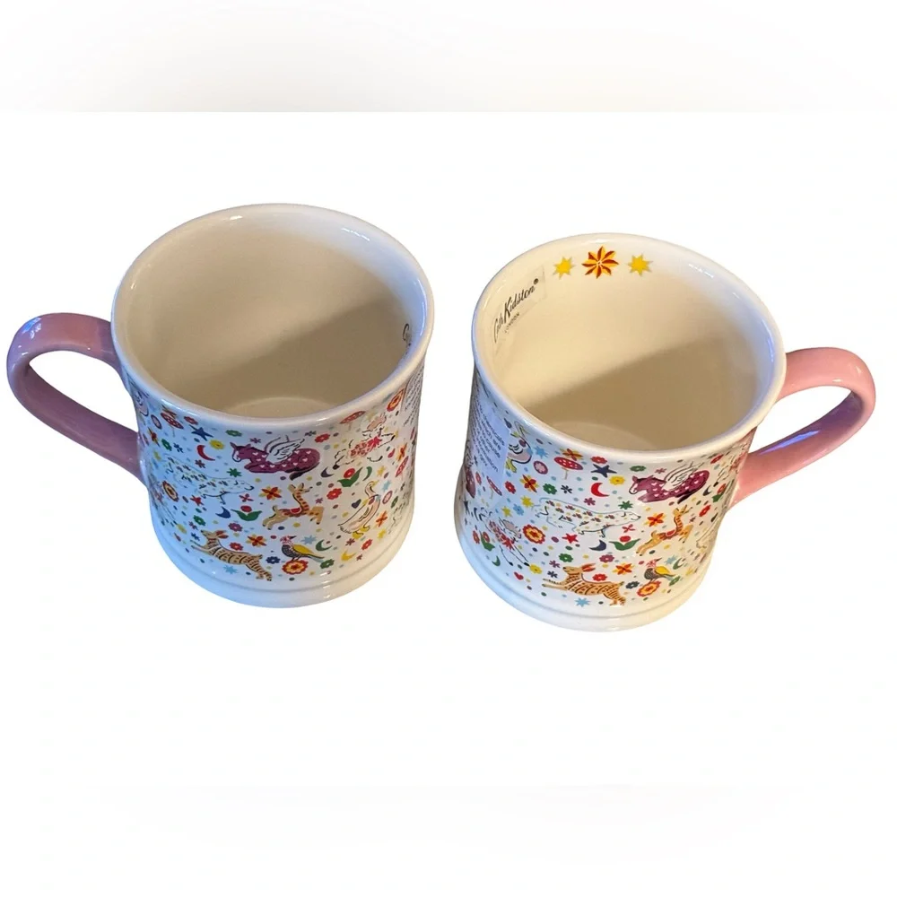 Cath Kidston NWT Qty of 2 Whimsical Animal Patterned Mugs with Pink Handles - Picture 4 of 10